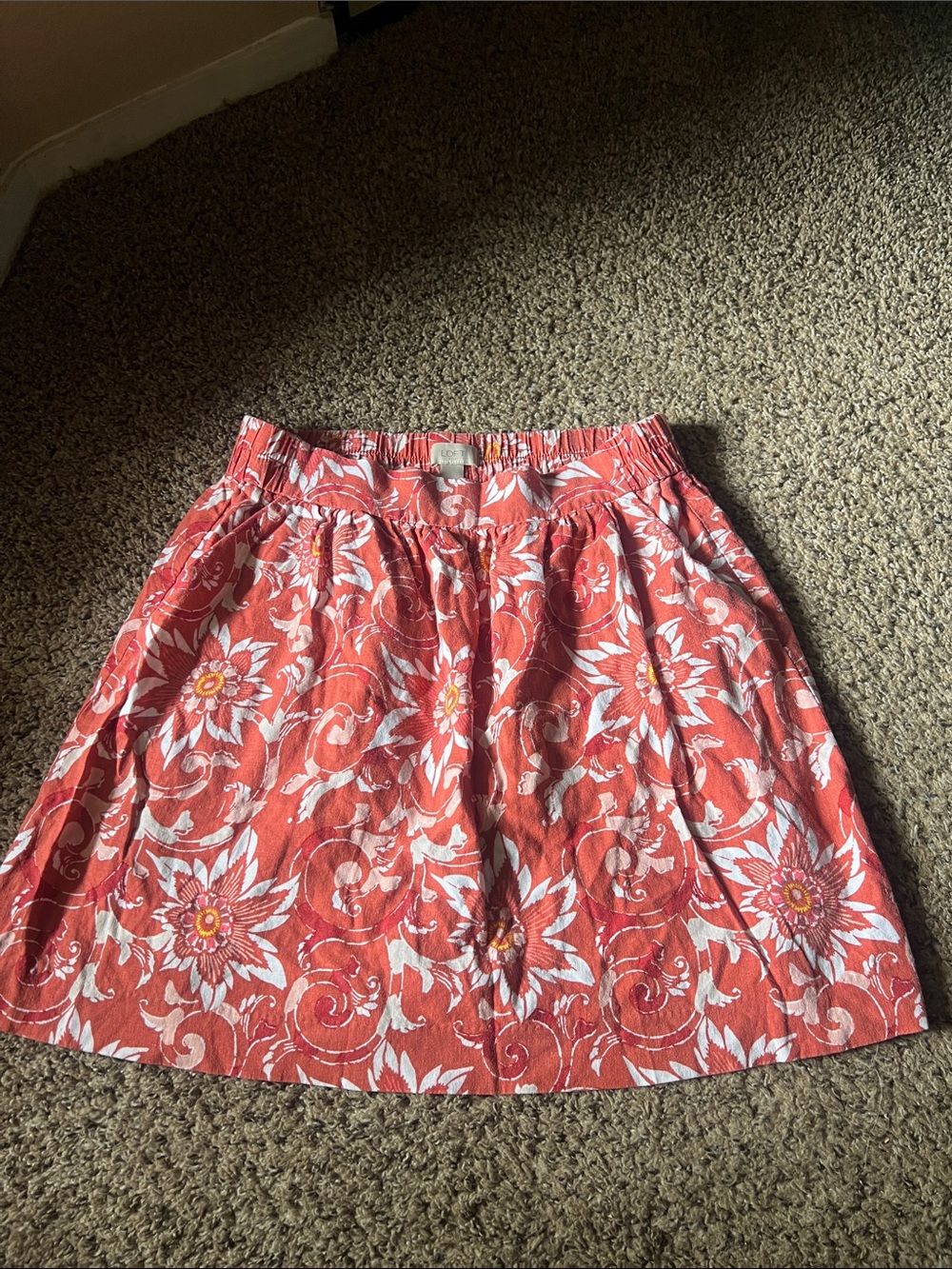 LOFT Coral Floral Mini Skirt